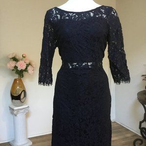 SOEIBLU  Lace Short Dress High Low Pencil 3/4 Sleeve Cocktail  Navy Various